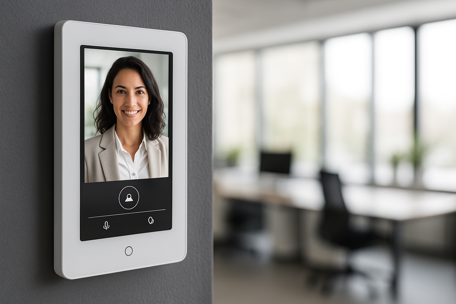 Poste d’interphonie vidéo moderne en entreprise